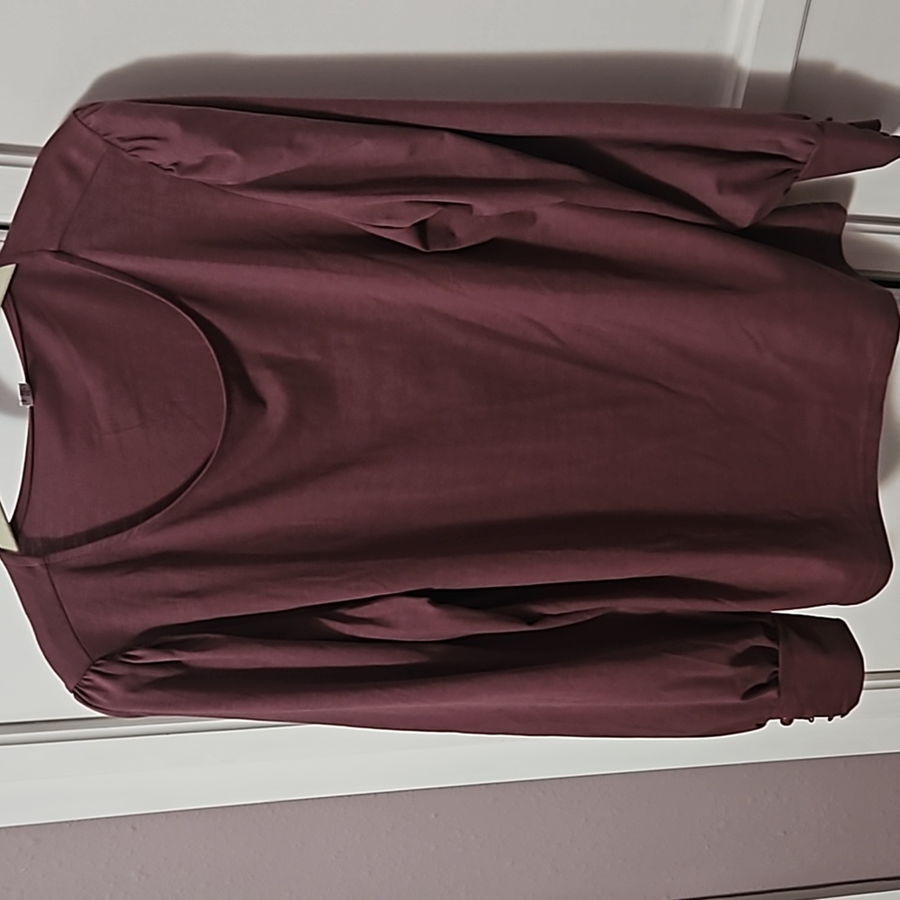 Simple fun women's long sleeve top size large Plum color